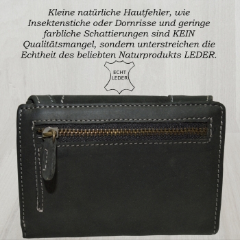 Edle Damen Geldbörse Portmonnaie Geldbeutel aus weichem Wasserbüffel Leder (schwarz)